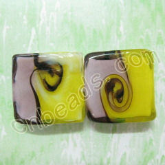 handmade lampwork glass beads suqare China beads wholesale