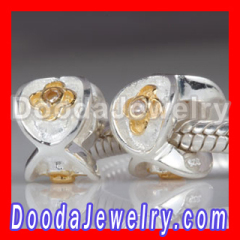 Gold Plated Flower european Style S925 Silver Beads with Stone