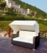 Patio chaise sofa bed with footrest and roof