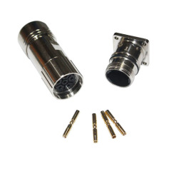 M23 straight signal connector plug and panel socket