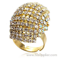 Wholesale Fashion Cool Double Gold Plated Swarovski Crystal Skull Ring