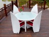 Leaves wicker round dining table with 4chairs