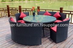 Patio wicker round dining table with full weaving