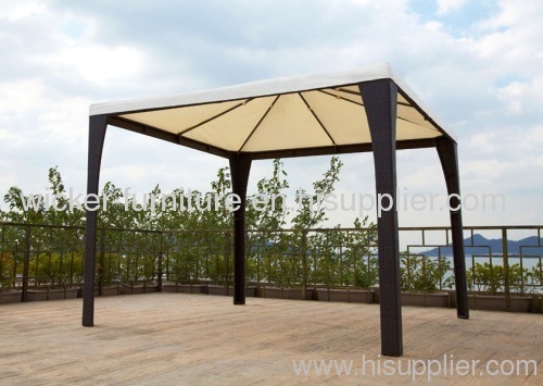 Garden rattan square gazebo with waterproof cloth roof