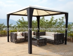 Garden rattan gazebo with 4legs and waterproof cloth roof