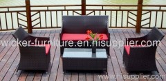Patio rattan sofa in 4pcs with waterproof cushion