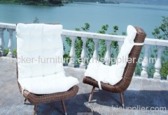 Patio round wicker leisure chair in 3pcs