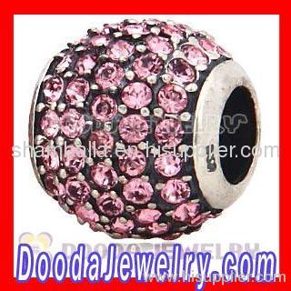 european Sterling Pave Lights Charm With Pink Austrian Crystal