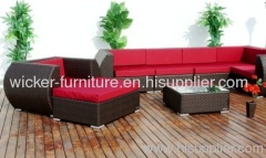 Patio wicker sectional sofa with waterproof cushion