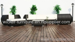 Patio wicker sectional sofa with waterproof cushion