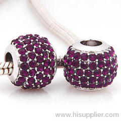 Platinum Plated Copper european Crystal Pave Metal Beads Cheap
