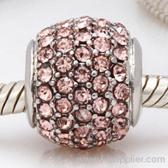 Platinum Plated Copper european Crystal Pave Metal Beads Cheap