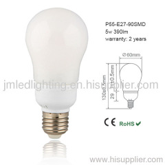 5w e27 p55 led bulb lights milk 5w 390lm 90smd