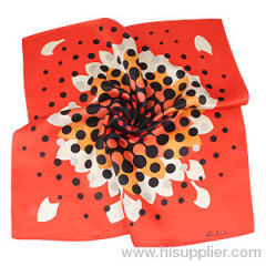 Wholeslae Small Black Border Floral Pattern Square Silk Scarf