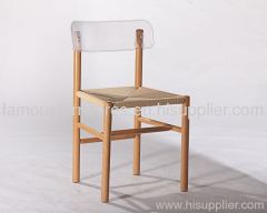 Cord seat PC wood combinated side dining chairs