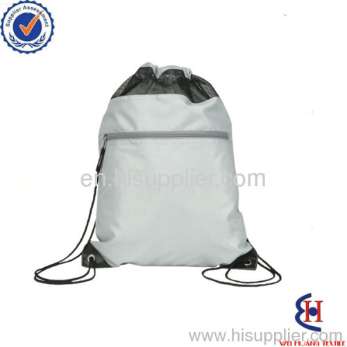 Drawstring bag with front zipper pocket