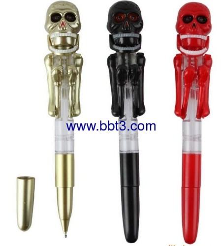 Skull shape promotional ballpen with lighting