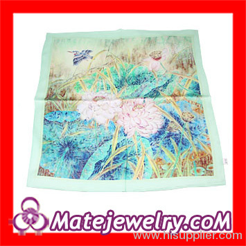 Women's Aesthetic Lotus Printing Silk Square Scarf Pattern Cheap