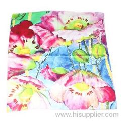 Women's Aesthetic Lotus Printing Silk Square Scarf Pattern Cheap