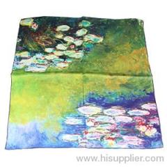 Women's Aesthetic Lotus Printing Silk Square Scarf Pattern Cheap