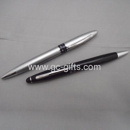 silver / black executive ballpoint pens with torches printed