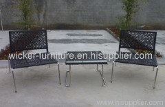 Patio wicker chair with stainless steel frame in 3pcs