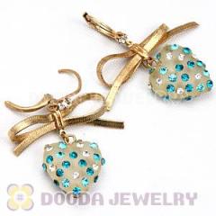 2013 Latest Fashion Gold Plated Bowknot Swarovski Crystal Heart Earrings Wholesale