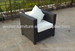 Patio wicker single chair with waterproof cushion