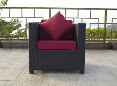 Patio wicker single chair with waterproof cushion