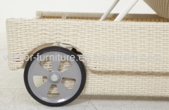 Outdoor wicker chaise lounge
