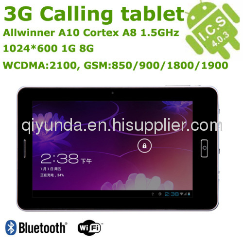 A10 tablet pc 3G sim card slot 1G 8G wifi bluetooth 2.0