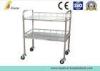 Two Shelves Hospital Medical Trolley Stainless Steel Instrument Cart With Four Castors (ALS-MT06)