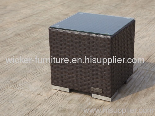 Outdoor wicker tea table with tempered glass