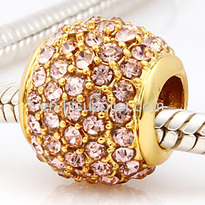 Handmade Gold Sparkly Swarovski Crystal Beads For european Bracelets