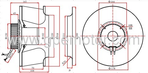 High efficiency Static pass box 230V EC Centrifugal Fan impeller 310 for clean room