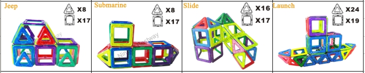 23pcs Triangles 17pcs Square Magneitc construction toys