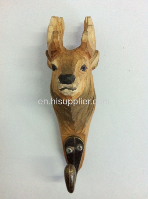 wooden carved deer hook