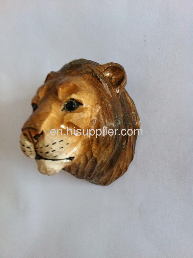 Handmadede Wooden Carved Lion Shape Fridge Magnet