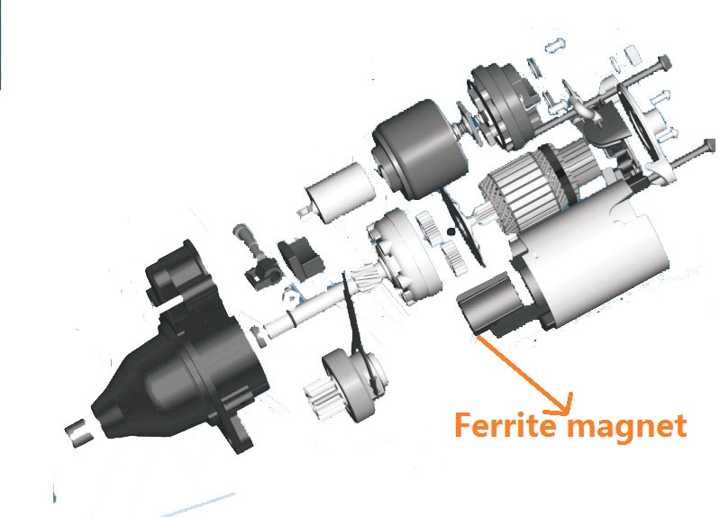 Ferrite segment magnet for starter