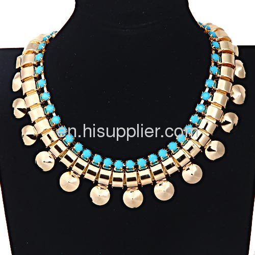 Resin Beads Bib Flat Chunky Snake Chain Necklace For Women