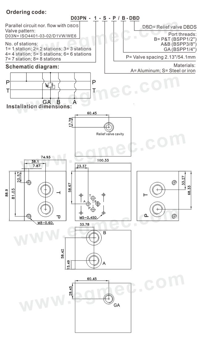 D03 Size6 Rexroth Standard Hydraulic Control Valve Manifold