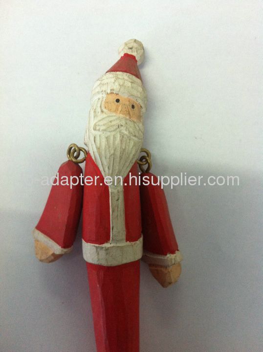 christmas stylewooden carved ball pen