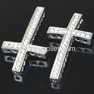 Wholeslae Plated Pave Crystal Rhinestone Side Cross Beads Cheap