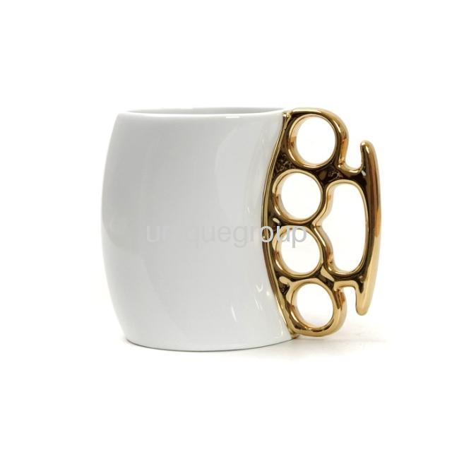 Knuckle Duster Mug Fisticup Finger Handle Brass Ring Fist Coffee Milk Cup Gift