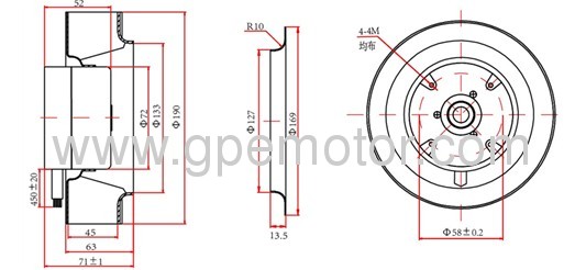 DC air conditioner Quite low noise DC Radial Centrifugal Fan 24V 190mm