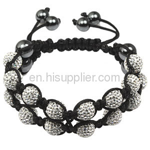 Yi Wu Products Wholesale 2 Row Czech Crystal Shamballa Bracelets 