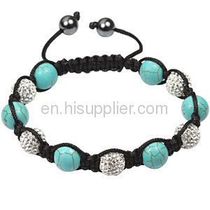 Stylish Turquoise Beads Swarovski Crystal Shamballa Bracelets