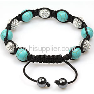 Stylish Turquoise Beads Swarovski Crystal Shamballa Bracelets