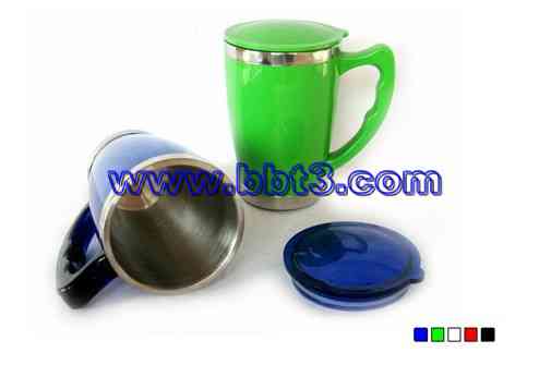 Promotional stainless steel auto mug with handle and lid