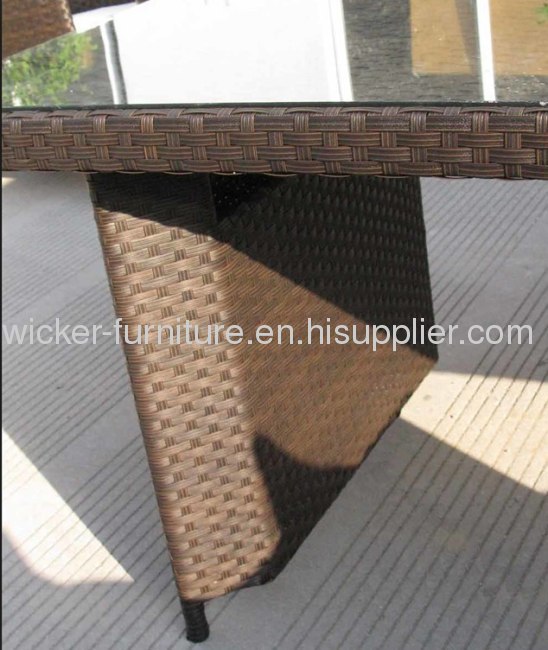 Outdoor wicker dining table and chair